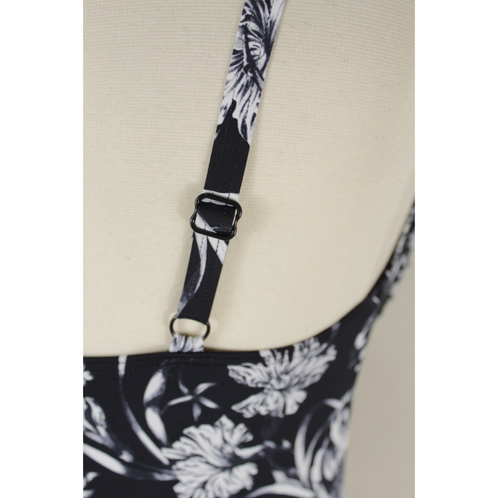 Nip Tuck Slimming Swimsuit size 10 Black Floral Runched Bandeau One Piece - Picture 10 of 16